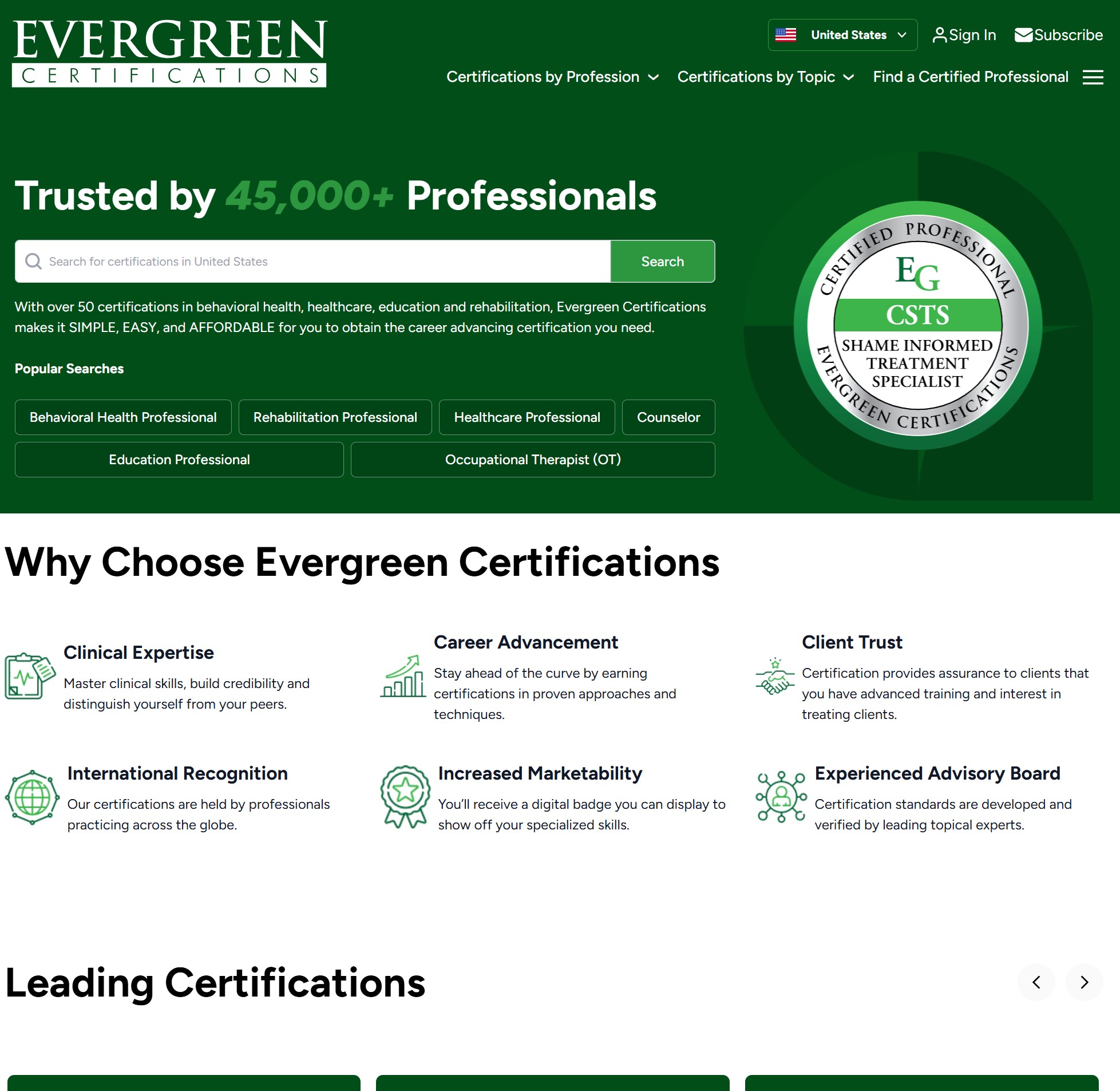 Evergreen Certifications — WordPress Site